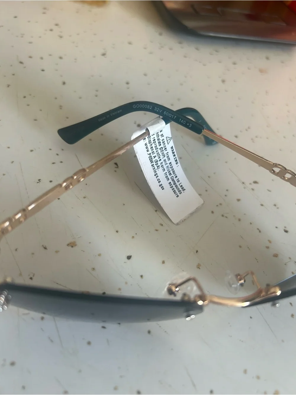GUESS GO00082 Gold Rimless Oval Sunglasses Blue Lenses Y2K NWT